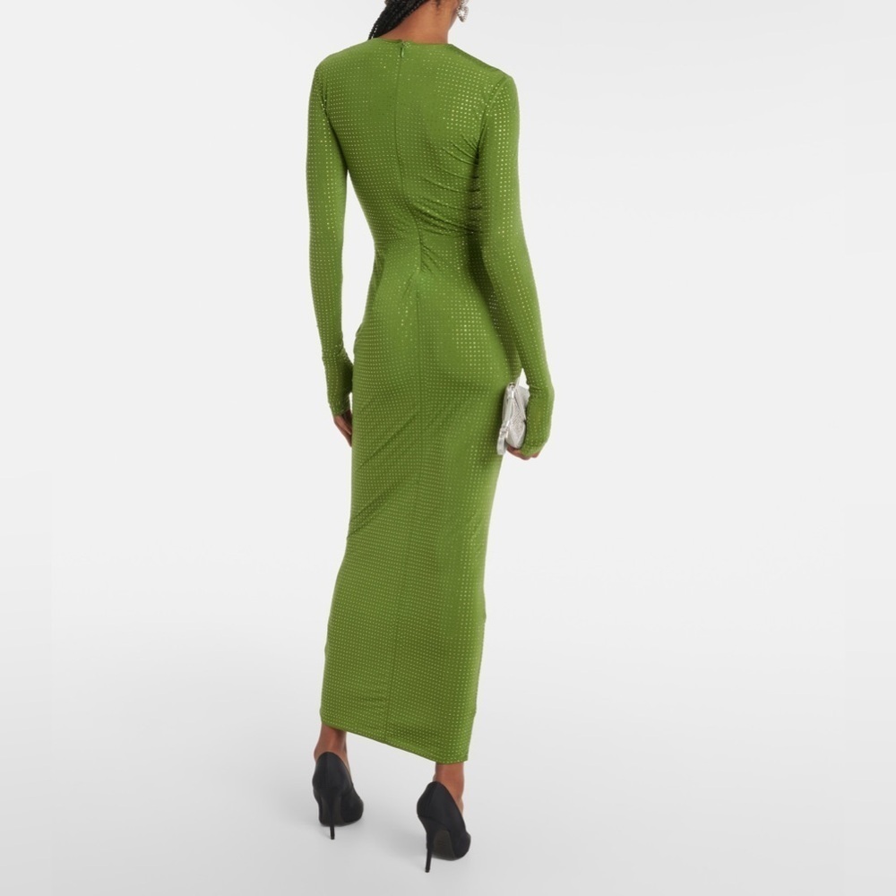 Alex Perry Crystal Embellished Jersey Maxi Dress Green — image 3 of 6